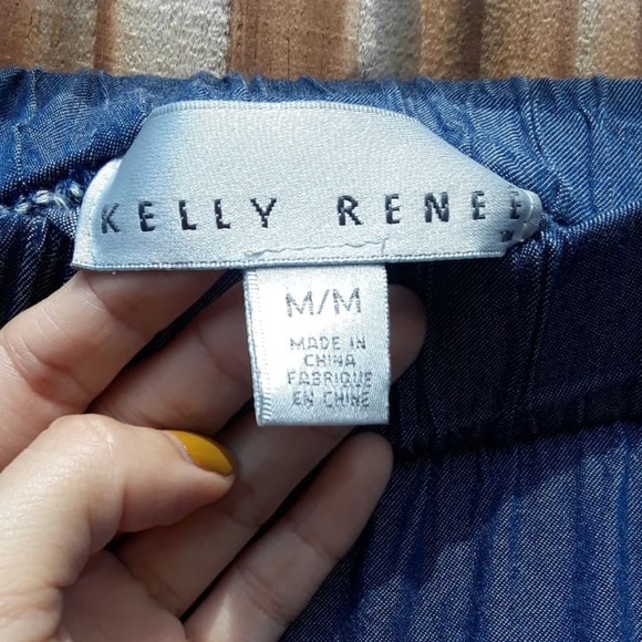 Kelly Renee Blue Button Down Midi Skirt Size M - Picture 2 of 7